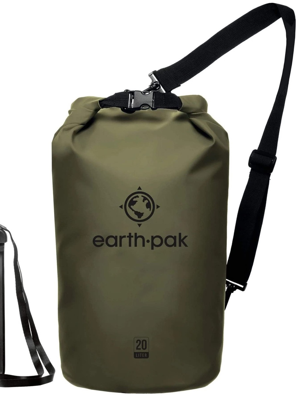 Earth Pak Waterproof Dry Bag Roll Top Sling Bag Backpack 20 Liter Forest Green